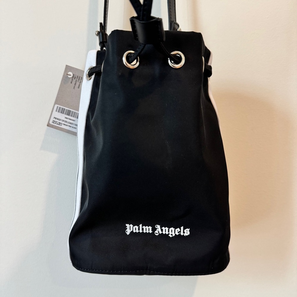 PALM ANGELS Venice Track Drawstring Bucket Bag, Authentic, NWT - Picture 6 of 11
